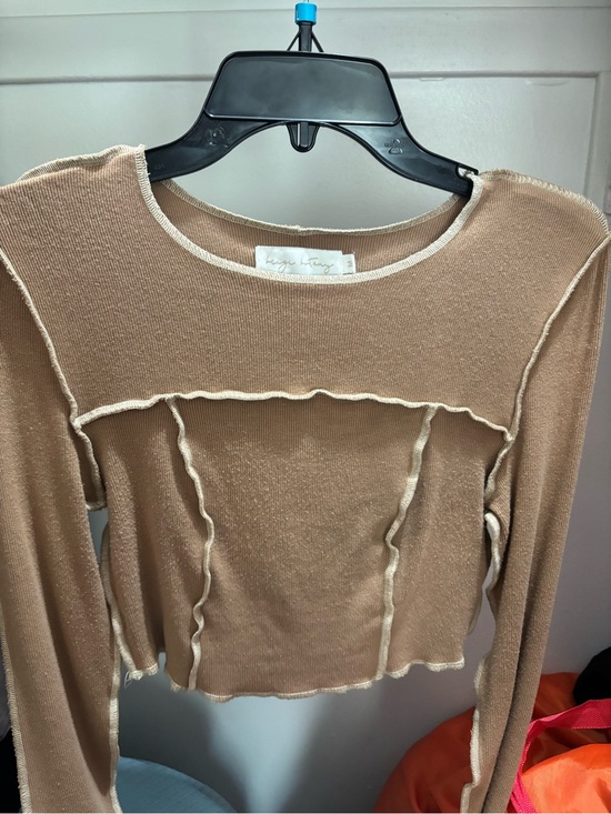 Ulla Johnson Tops - Beige Long-Sleeve Crop Top